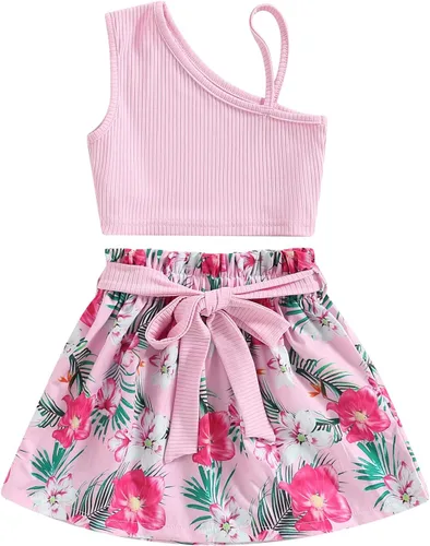 Vista 175 de TheFound Trajes de verano para niñas pequeñas, sin mangas, de punto acanalado, halter, pantalones cortos, ropa para recién nacidos, conjunto de 3
