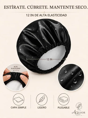 Vista 8 de Aquior Gorro de ducha reutilizable para mujeres, hombres, gorra de pelo impermeable, tamaño grande para cabello largo, trenzas, rizado o corto