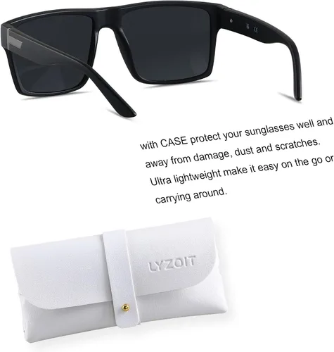 Vista 2 de LYZOIT Square Sunglasses for Men Women Polarized Oversized Big UV Protection Rectangle Shades