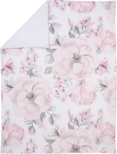 Vista 2 de Lambs & Ivy Manta de bebé botánica acuarela floral rosa polar bebé