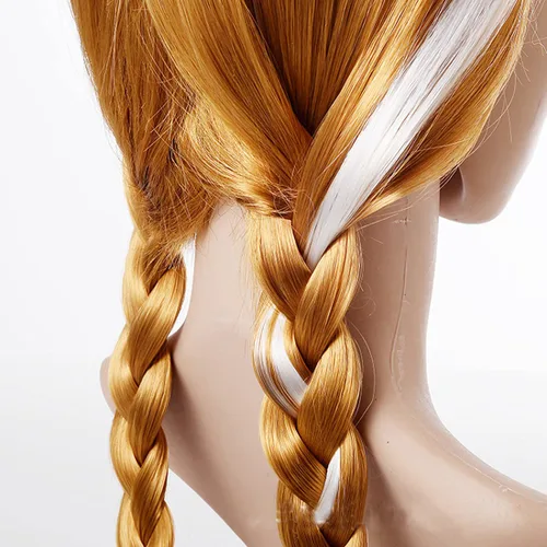 Vista 6 de Peluca de princesa para niñas, disfraz de cabello largo marrón, para fiesta de cosplay, cumpleaños, Halloween, talla M