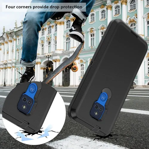Vista 5 de TENCO Funda compatible con Moto G Play 2021 con protectores de pantalla, resistente, a prueba de golpes, protección de cuerpo completo, funda
