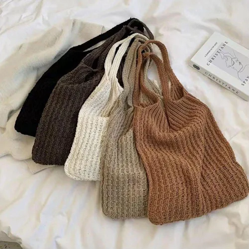 Vista 5 de Bolso de ganchillo de la compra de gran capacidad tejido hueco bolso de punto