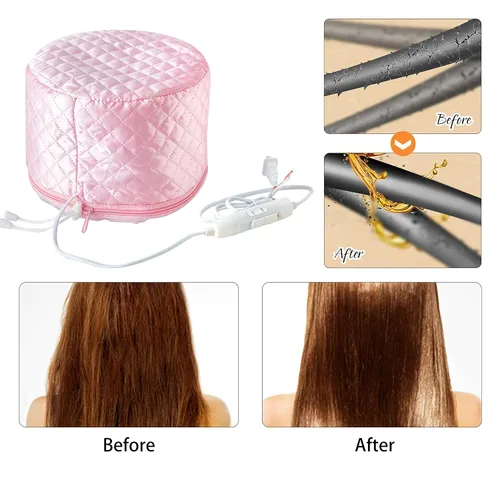 Vista 3 de Gorra para el cuidado del cabello, gorra de tratamiento térmico Yomagine Pink de 110 V, gorra de calor de acondicionamiento profundo, gorras