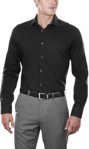 Vista 2 de Calvin Klein Mens Dress Shirt Slim Fit Non-iron Herringbone