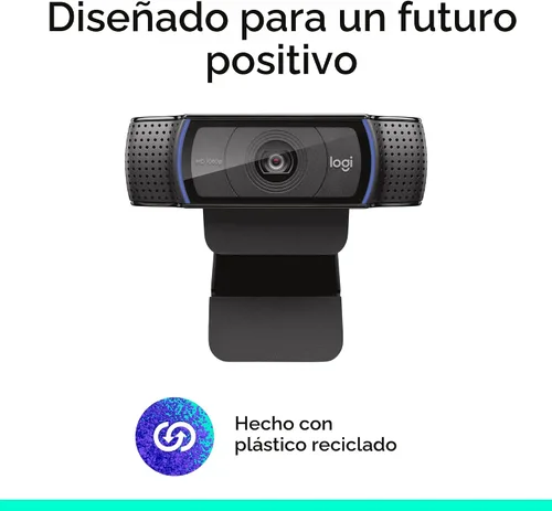 Vista 7 de Logitech Cámara web C920x HD Pro para PC, video Full HD de 1080p/30fps, audio claro, corrección de luz, funciona con Microsoft Teams, Google Meet