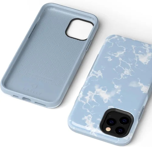 Vista 8 de Casely Funda para iPhone 11 Pro Max Funda de nubes de mármol azul claro