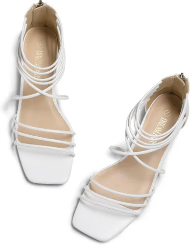 Vista 2 de DREAM PAIRS Sandalias casuales de verano para mujer, con tiras y puntera cuadrada, cómodas y planas