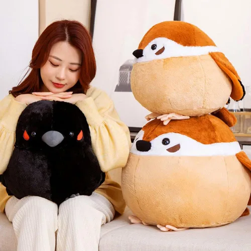 Vista 3 de Gorrión de peluche grande de 17.8 pulgadas, muñeco de peluche de pájaro gordo grande, almohada suave con forma de animal, regalo para niños y adultos