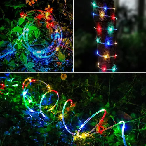 Vista 6 de Tira de luces LED que funciona con pilas, cadena de luces de hadas de 40 pies, 120 LEDs, 8 modos, para exteriores, impermeable
