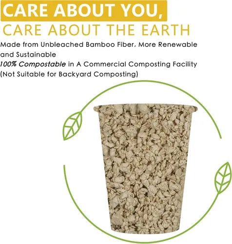 Vista 2 de MayTree Tazas de café caliente de papel desechables de 12 onzas, tazas de papel de bambú compostables y biodegradables para llevar y café helado