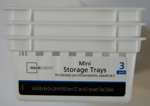Vista 2 de Mainstay Charolas pequeñas, básicas, cuadradas, para almacenamiento, color blanco. Paquete de 3 unidades.