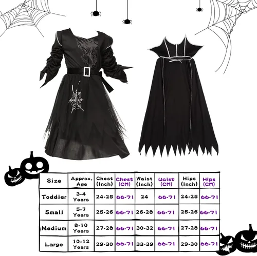 Vista 5 de Disfraz de bruja de Halloween para niñas, vestido de bruja de Halloween