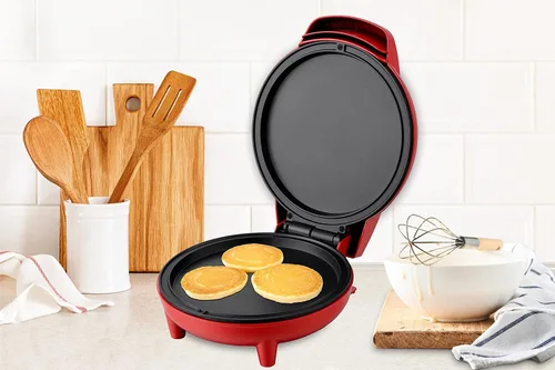 Vista 5 de Courant Plancha/Mini Horno Plancha Compacta de 7 Pulgadas Plancha Personal/Horno para Pizza Negro