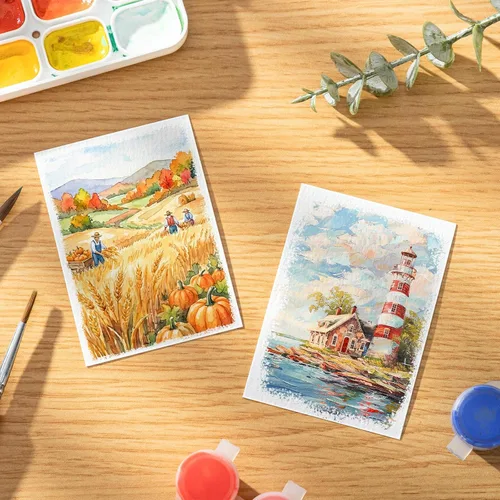 Vista 5 de 240 hojas de papel de acuarela a granel, papel de prensa en frío de 110 lb/230 GSM, papel de color de agua blanca para dibujar tarjetas de regalo