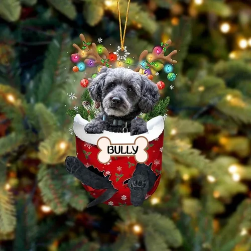 Vista 24 de IZI POD Affenpinscher Adorno de Navidad personalizado para perro, adorno de bolsillo de nieve para perro para árbol de Navidad, adorno acrílico