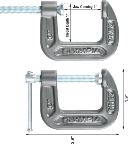 Vista 3 de Olympia Tools Abrazadera en C, 38-110, (1 X 1) Pulgadas
