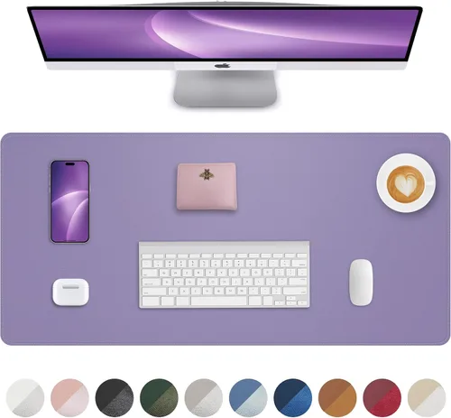 Vista 44 de Tapete protector para escritorio y mouse, antideslizante, de piel sintética, tapete impermeable de escritura para laptop, para oficina y hogar