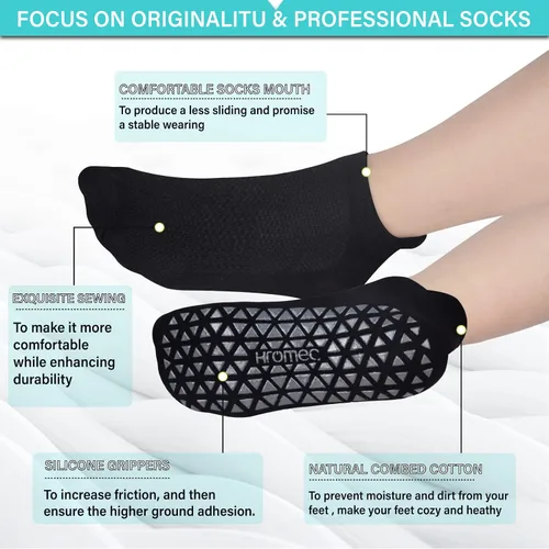 Vista 3 de Calcetines de yoga antideslizantes con agarres para pilates, ballet, barras, descalzos, calcetines antideslizantes para hospitales para mujeres