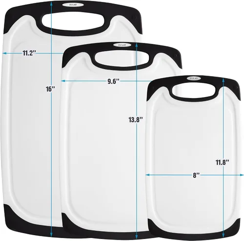 Vista 6 de Zulay - Tabla de cortar con ranuras para jugos, plástico, color blanco y negro