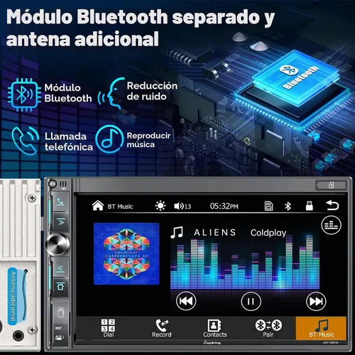 Vista 4 de Estéreo de auto de doble DIN de 7 pulgadas con Apple CarPlay inalámbrico y Android Auto, pantalla táctil QLED, Bluetooth, cámara de respaldo, audio