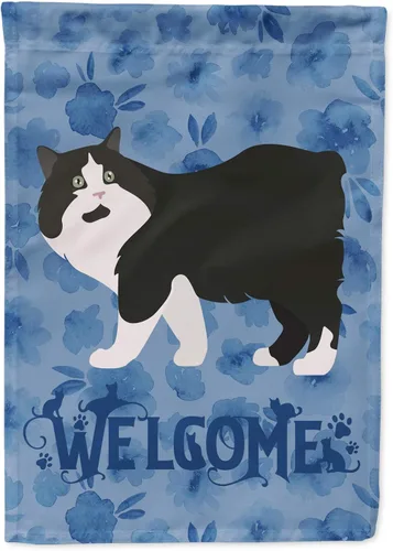 Vista 200 de Caroline's Treasures CK4813CHF - Bandera de bienvenida con gato abisinio azul, manga grande, para porche, para colgar en la pared, poliéster