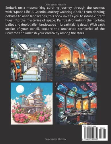 Vista 2 de Space Life A Cosmic Journey Coloring Book Relaxing Cosmic Coloring Book for Kids and Adults