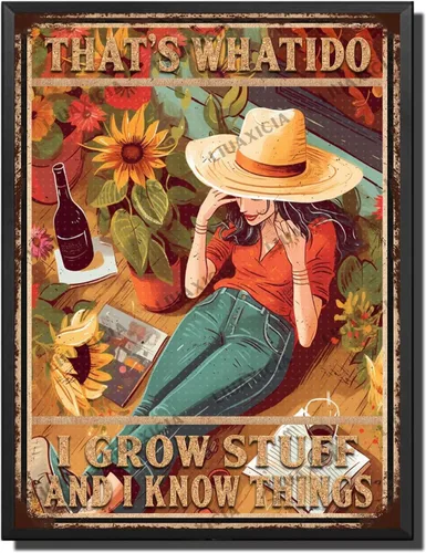 Vista 34 de LIUAXICIA Letreros de estaño vintage de metal retro Una chica que realmente amaba la jardinería Elegantes letreros de metal de estaño para cocina