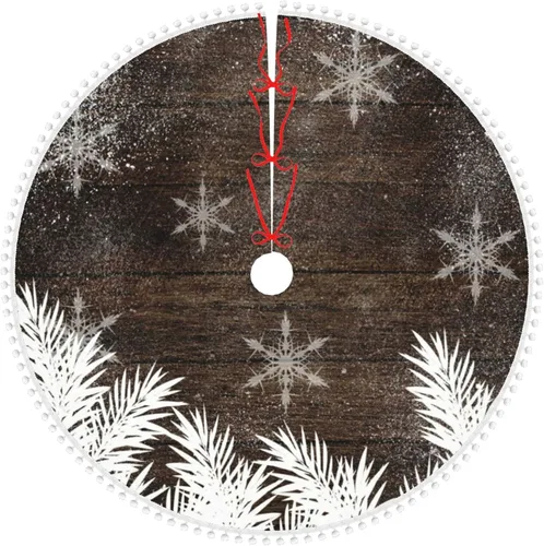 Vista 42 de A Brood of Chickens - Falda de árbol de Navidad de 30 pulgadas con borde de cuadros búfalo rojos y negros, decoración para Feliz Navidad, casa
