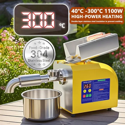 Vista 6 de 1100W Electric Oil Press Machine, Hot/Cold Press Oil Maker Machine Full Stainless Steel Foldable Oils Extractor With Smart Control Panel Easy Clean