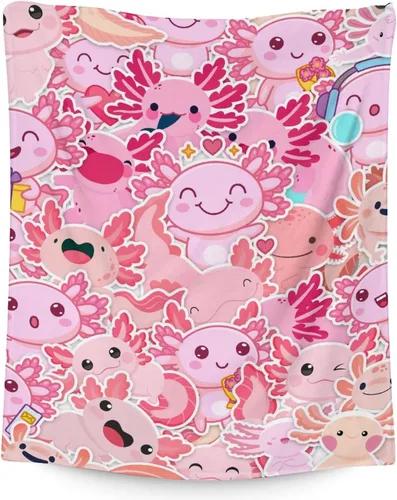 Vista 27 de Axolotl - Manta de regalo de 30 x 40 pulgadas, bonita manta para niñas, mantas suaves y peludas azules para sofá y oficina