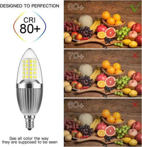 Vista 7 de gezee Bombilla LED para candelabro, no regulable, equivalente a 100 vatios, bombillas LED de vela de 12 W, luz blanca diurna 6000 K, 120 V, 1200