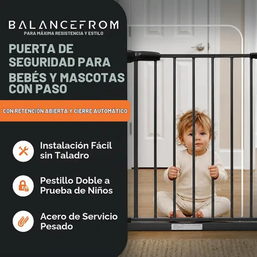 Vista 2 de BalanceFrom - Puerta de seguridad para bebés fácil de caminar, se adapta a aberturas de 29.1 a 33.8 pulgadas