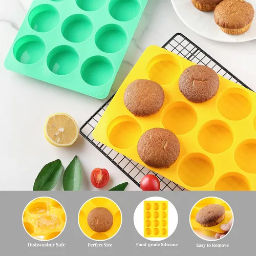 Vista 3 de HIA - 2 moldes redondos de silicona para galletas de chocolate con 12 cavidades, moldes para hornear para Oreo, chocolate, galletas, dulces, mini