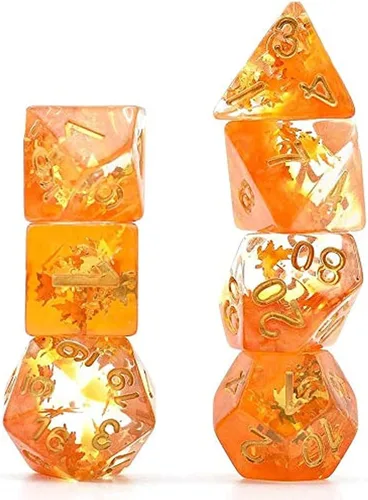 Vista 15 de Cusdie Dados DND de 7 troqueles, juego de dados poliédricos rellenos de globo ocular, para juegos de rol, dados D&D (globo ocular marrón)
