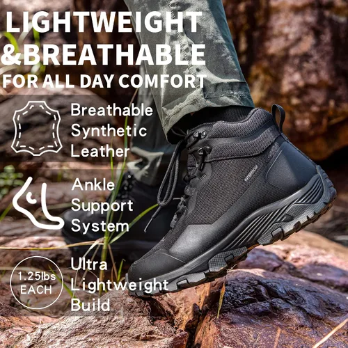 Vista 4 de SHULOOK Hiking Boots Men Waterproof Mid Boots Non-Slip LightWeight Comfortable