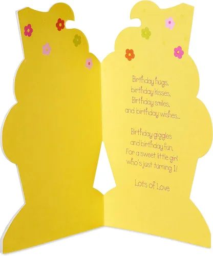 Vista 2 de American Greetings Tarjeta de primer cumpleaños para niña (cupcake)