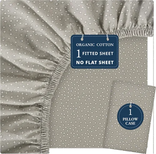 Vista 55 de LANE LINEN - Sábana bajera tamaño individual 100% algodón orgánico y 1 funda de almohada, tejido de percal suave, transpirable, apta para colchones