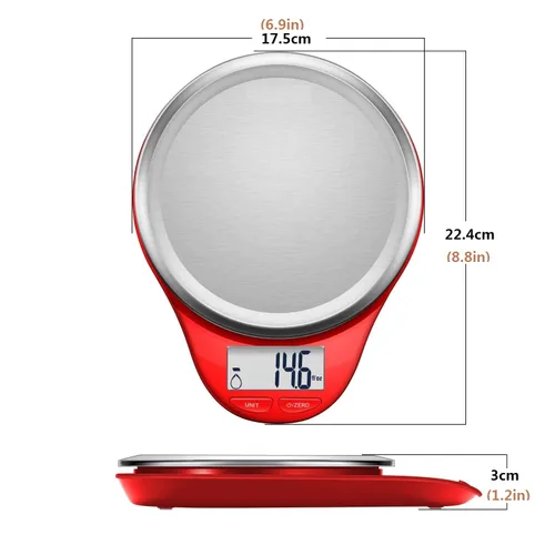 Vista 8 de Báscula de alimentos, NUTRI FIT básculas de cocina digitales con peso en gramos y onzas, plataforma grande de acero inoxidable para hornear, cocinar
