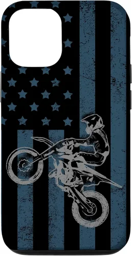 Vista 28 de Dirt Bike US Flag Vintage Motocross Racing Case for iPhone 17
