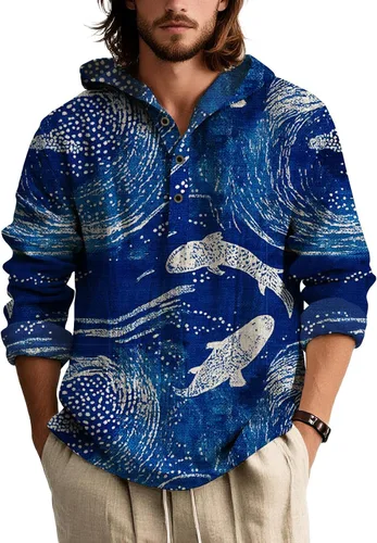 Vista 16 de Sudadera con capucha con estampado floral colorido para hombre, con botones, holgada, de manga larga, sudadera con capucha de gran tamaño para otoño