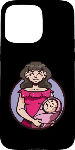 Vista 27 de iPhone XR dibujos animados madre sosteniendo bebé ilustración para niños caso