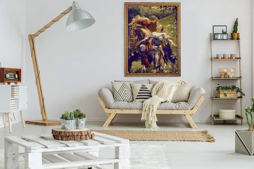 Vista 3 de La Belle Dame sans Merci by Frank Dicksee Woven Tapestry Wall Art Hanging Victorian John Keats Poem Depiction 100% Cotton USA Size 40x31