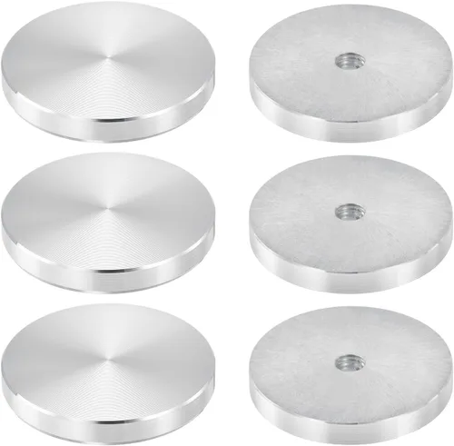 Vista 39 de uxcell M6 Rosca 0.787 in de diámetro de forma redonda de aluminio disco hardware 1pcs, aluminio círculo disco vidrio adaptador superior para mesa