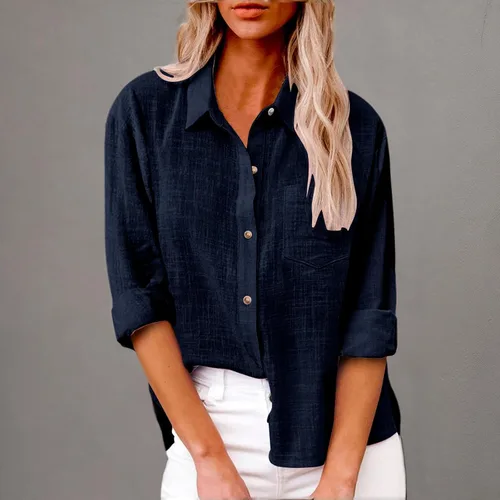Vista 103 de SMIDOW Camisa de algodón y lino con botones para mujer