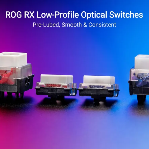 Vista 3 de ASUS ROG Falchion RX Teclado inalámbrico para juegos de bajo perfil 65% compacto TKL, conectividad trimodo, interruptores ópticos rojos ROG RX