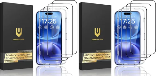 Vista 13 de UNBREAKcable Paquete de 3 protectores de pantalla para iPhone 15, vidrio templado doble a prueba de roturas [marco de instalación fácil]