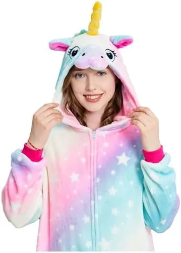 Vista 4 de Pijama unisex de una pieza de unicornio para adultos, disfraz de Halloween