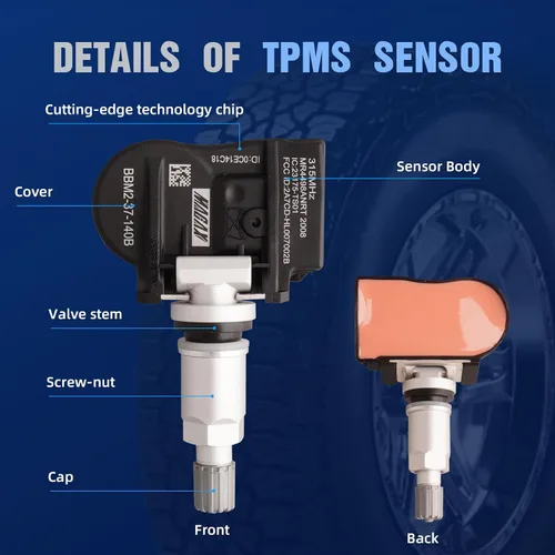 Vista 2 de 4 Piezas Sensor del Sistema de Monitoreo de Presión de Neumáticos TPMS de 315 MHz con Adaptación de Re-aprendizaje Automático Compatible con Mazda 2