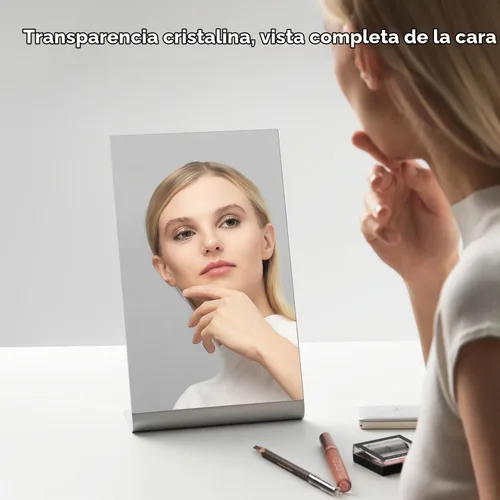 Vista 3 de NEZZOE Espejo de maquillaje sin marco de 12 x 7 pulgadas, espejo de 12 in-plata